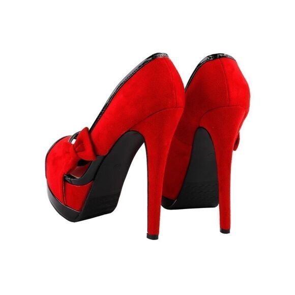 SHOW STORY Sexy 2 Tone Bow Peep Toe Platform Stiletto Pumps Size 37-6.5/7. B55 - Picture 3 of 10